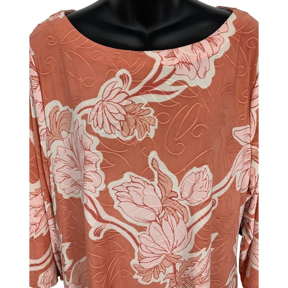 JM Collection Women Extra Large XL Jacquard Knit Top Floral Blouse 3/4 Boat New - Picture 5 of 10